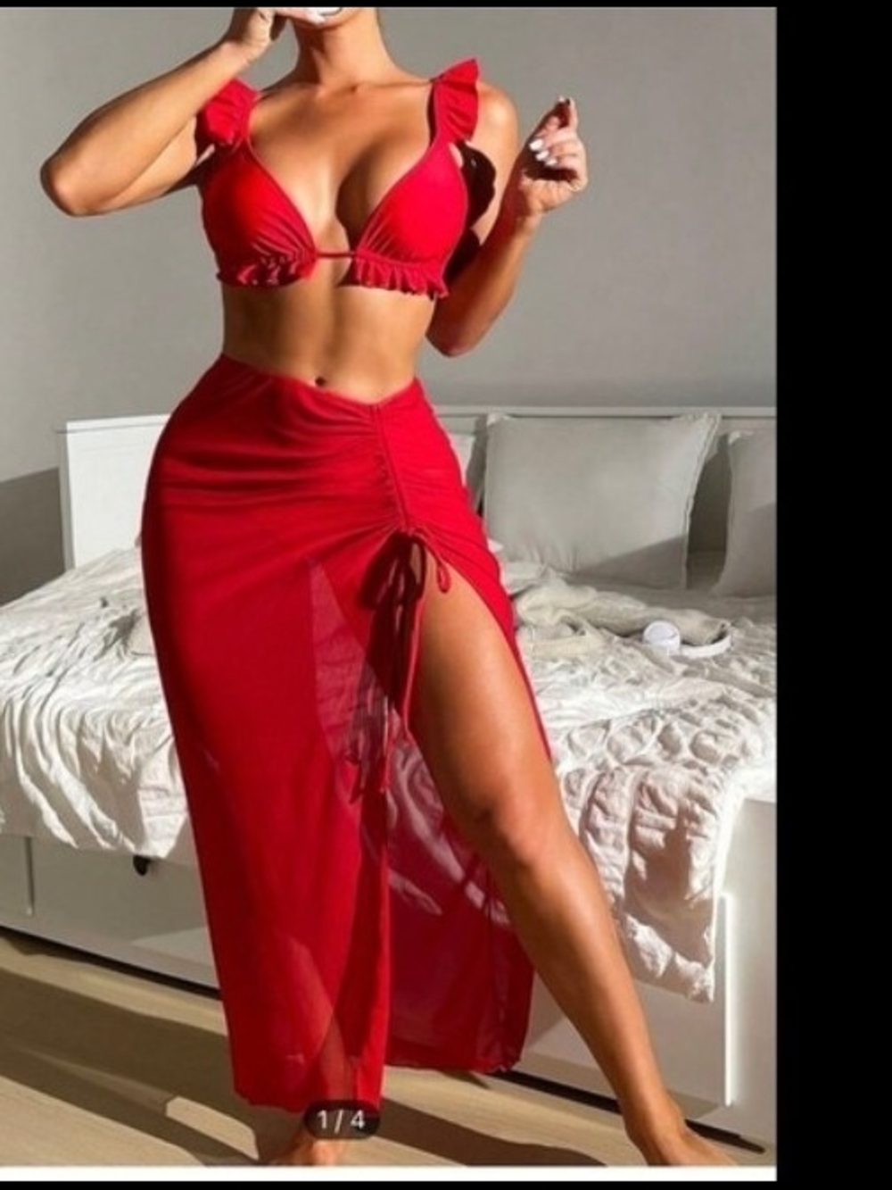 Ruched 3 Piece Bikini Set for Women